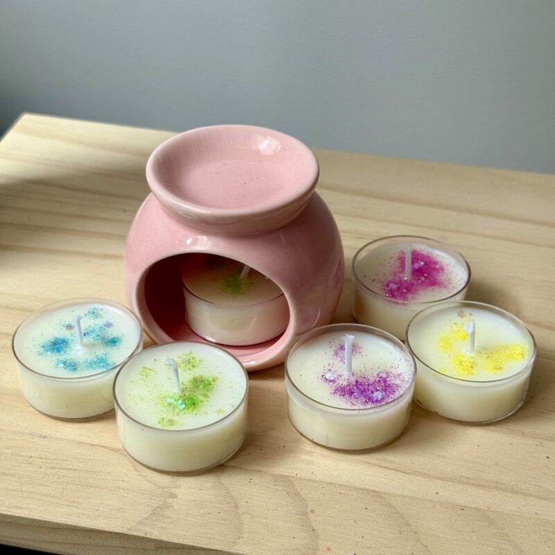 5 velitas de té + un mini quemador